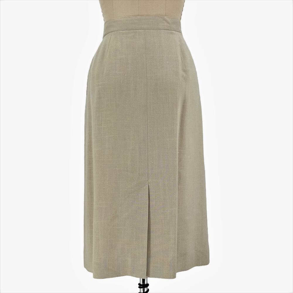 Vintage 70s/80s Jones New York Beige Linen Button Front Midi Skirt Large - Picture 5 of 10